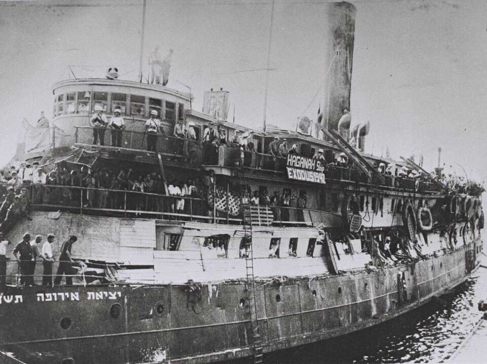 BLE STANSET: Noah Klieger var mannskap på skipet «Exodus 1947» som hadde med seg over 4.500 jøder. Skipet ble bordet av britiske styrker før det nådde målet. Foto: GPO
