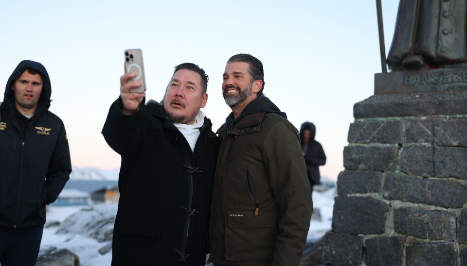 GRØNLAND: Donald Trump junior (t.h.), sønnen til USAs påtroppende president, var tidligere denne uka på det han kalte et privat besøk på Grønland.