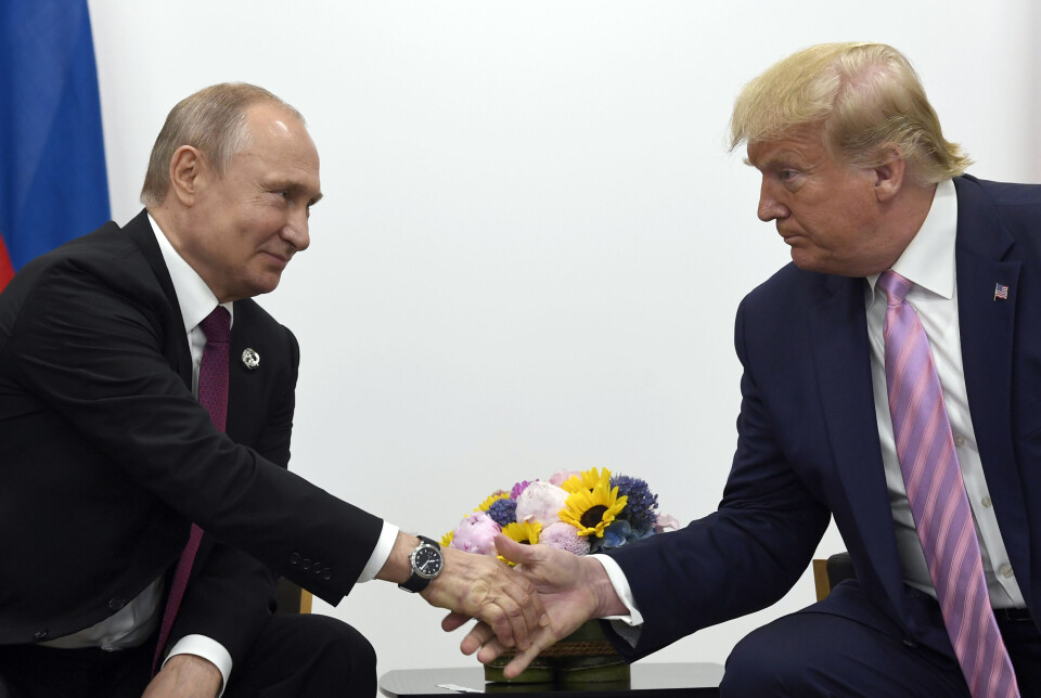 Vladimir Putin og Donald Trump under et møtet i forbindelse med G20-toppmøtet i Osaka i Japan i 2019.