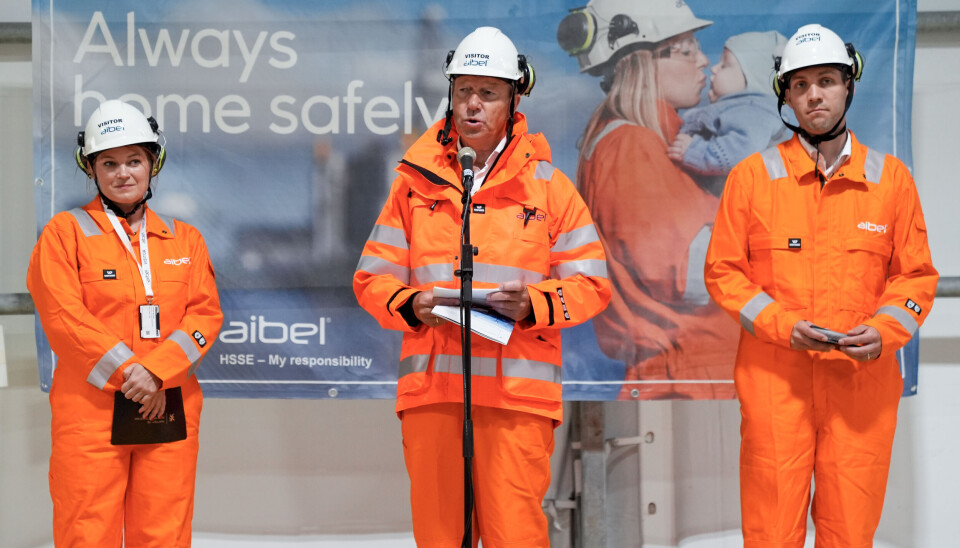 Næringsminister Cecilie Myrseth (Ap), energiminister Terje Aasland (Ap) og klima- og miljøminister Andreas Bjelland Eriksen (Ap) la fram den nye havvindstrategien til regjeringen i lokalene til Aibel i Haugesund tirsdag.