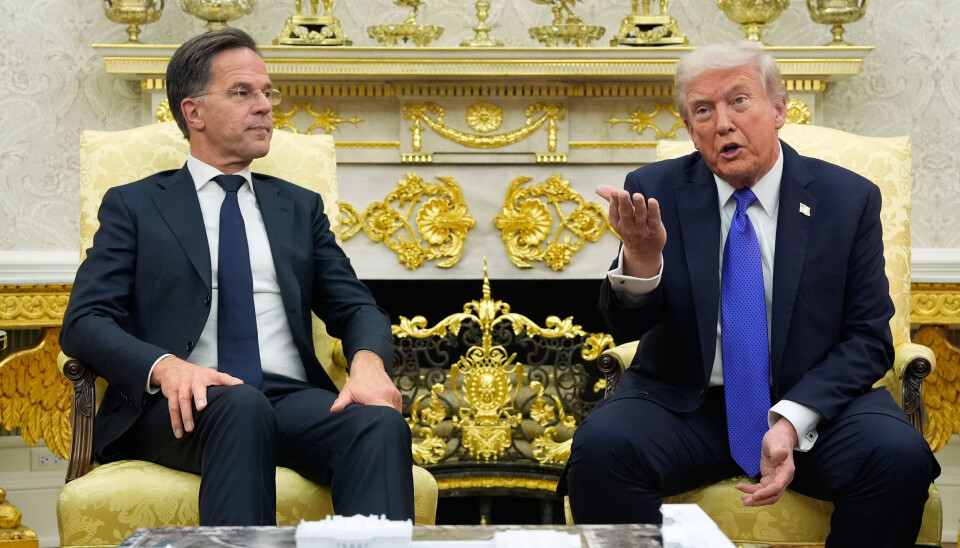 SAMTALER: Kunngjøringen om sanksjonene kom mens Natos generalsekretær Mark Rutte var i Washington for samtaler med Trump.