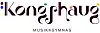 Kongshaug musikkgymnas-logo i mørk burgunder med fargede prikker og teksten musikkgymnas under.