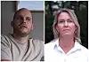Delt bilde med en mann innendørs til venstre og en kvinne utendørs til høyre.