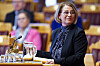 Tone Wilhelmsen Trøen sitter ved talerstolen i Stortinget under muntlig spørretime.