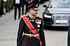 Oslo 20260909. Kong Haakon går bak båren med kong Harald V som føres fra Slottet til Oslo domkirke onsdag. Kong Harald døde på Rikshospitalet fredag 28. august. Foto: Beate Oma Dahle / NTB / POOL