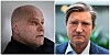 Sammensatt portrettbilde av to menn, vist side ved side.